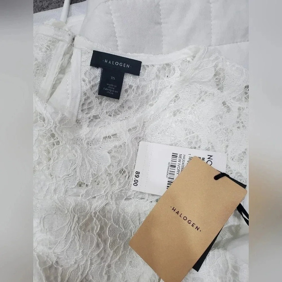 halogen‎ Medium Pleated Sleeve Lace Blouse in New Ivory - Picture 7 of 7